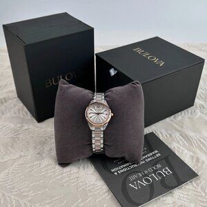 Bulova Ladies Diamond White Rose Gold Watch
